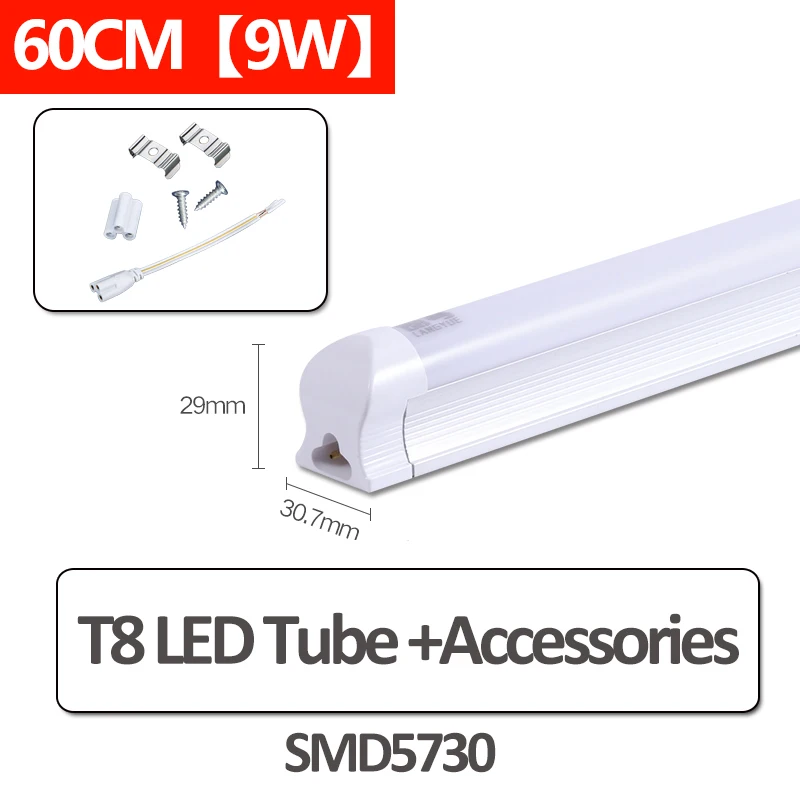 T5 светодиодный ламповый светильник 20 Вт светодиодный T8 трубчатая балка настенные лампы 5 Вт 9 Вт 10 Вт 30 см 60 см 2ft 300 мм 600 мм T5 светодиодный светильник s светильник ing Теплый Холодный белый - Испускаемый цвет: 1pcs T8 60cm 9W