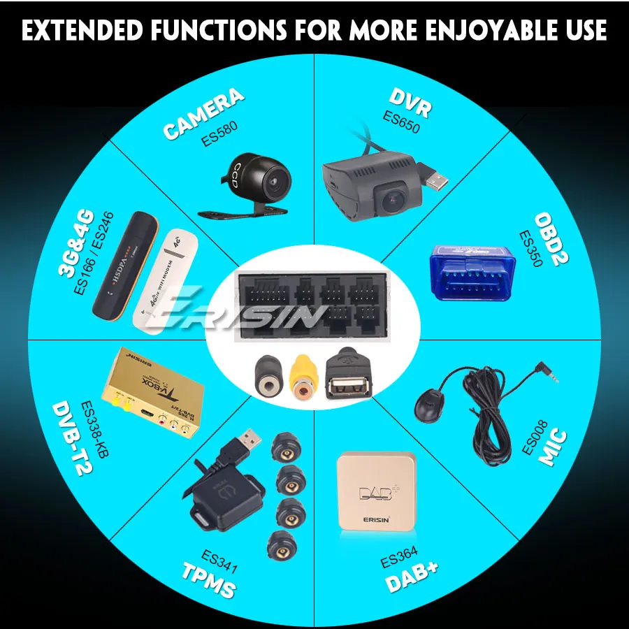 Erisin ES3518V " Android 9,0 автомобильный радиоприемник DAB+ 4G gps навигация для VW Passat Seat Skoda