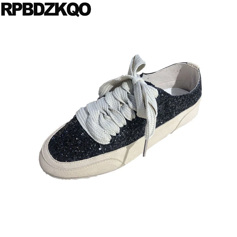 ladies black glitter trainers