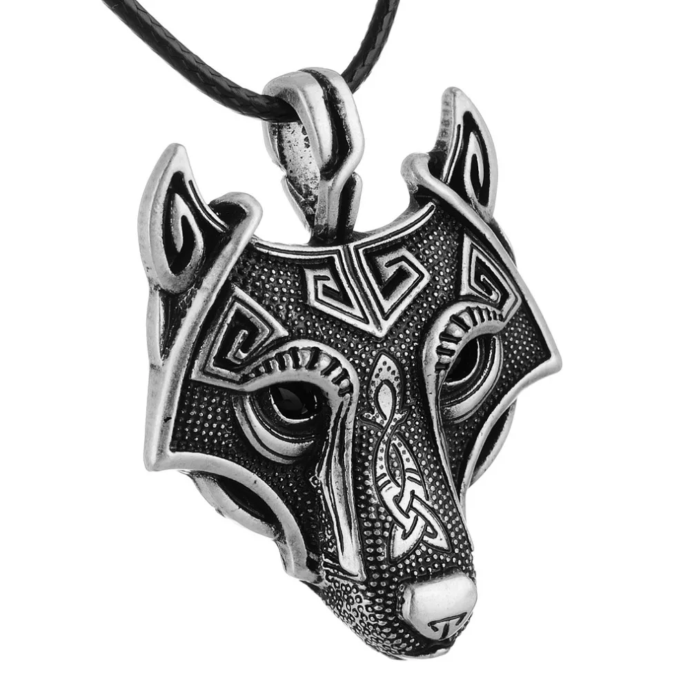 LANGHONG 1pcs Norse Vikings Pendant Necklace Norse Wolf Head Necklace Original Animal Jewelry Wolf Head hange