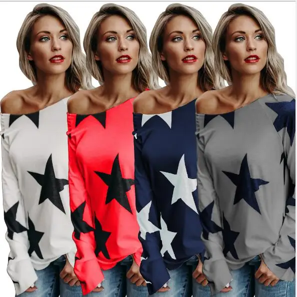 TP-133  21  Best selling women's street style Star cotton top, T-shirt