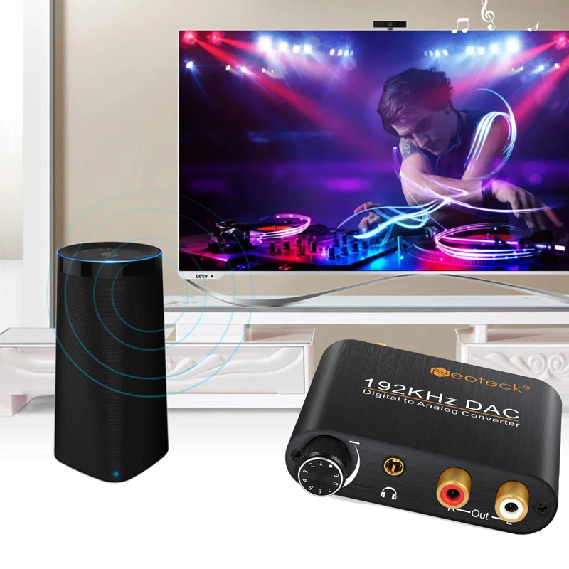 Neoteck DAC аудио преобразователь коаксиальный Оптический к RCA 2.1CH Toslink аналоговому
