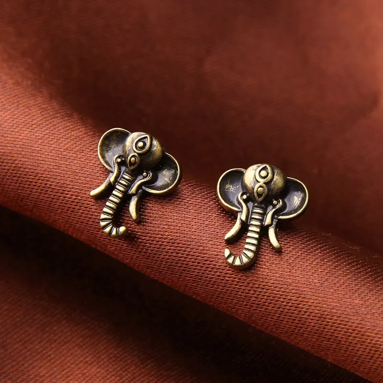 Retro Elephant Stud Earring Women Jewelry Fashion Cute Tiny Elephant
