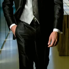 Блестящие черные свадебные костюмы для мужчин на заказ глянцевый черный смокинг для жениха, тонкие узорчатые ткани, индивидуальные черные мужские костюмы