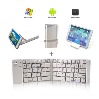 

Portable Wireless Bluetooth Folding Keyboard Rechargeable Foldable Keypad For IOS/Android/Windows iPad Tablet With Stand Holder
