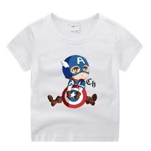 Забавная футболка с принтом «мстители», «Капитан Америка», «Щит» для маленьких мальчиков и девочек, детские летние топы с круглым вырезом, маленькие футболки