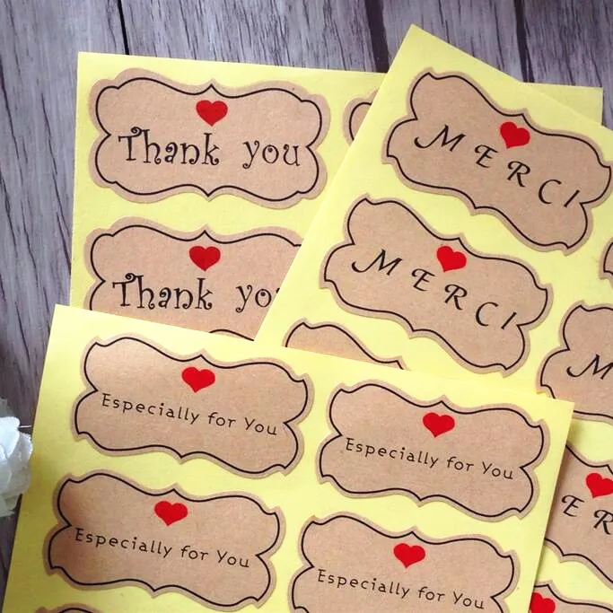 

80pcs/lot Special-shaped THANKS series Kraft Adhesive gift Seal Sticker for Baking kawaii Label Sticker Students' DIY Work Tools