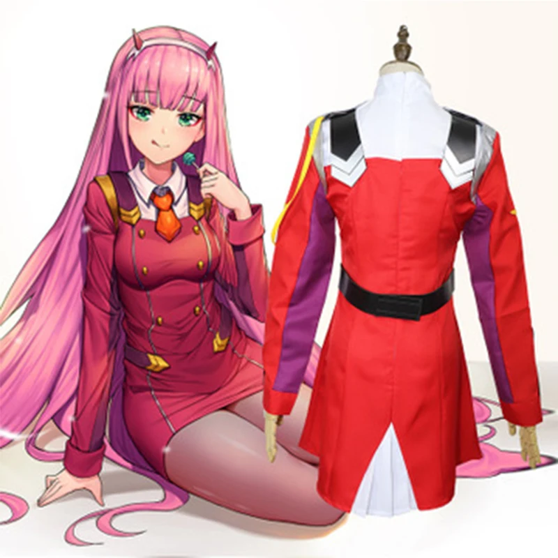 Женский костюм для косплея DARLING in the FRANXX 02 Хэллоуина с юбкой и париком праздничные