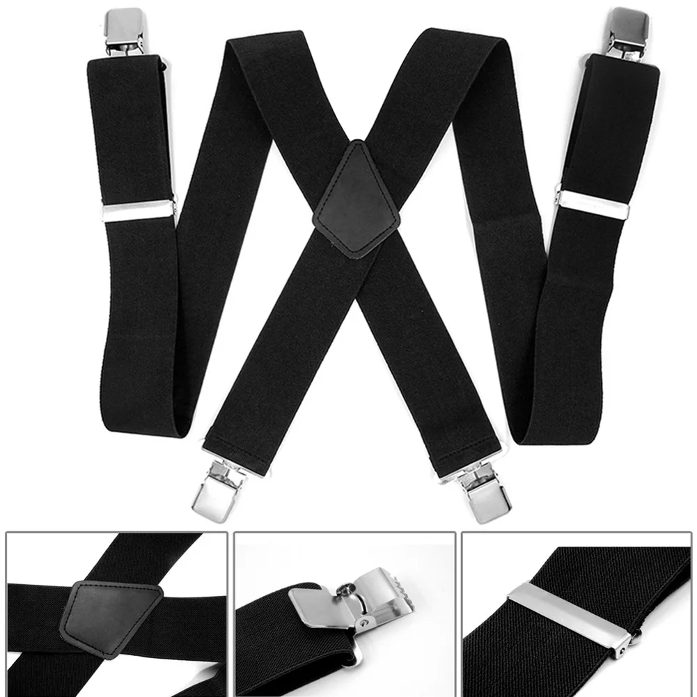 Регулируемые мужские эластичные зажимы-на X-Back подтяжки брюки широкий ремень