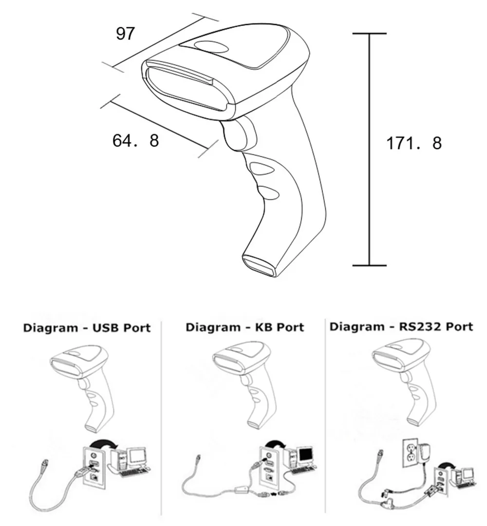 Grátis para Pos e Inventário Yk-930 com Interface de Scanner de Código de Barras do Laser Hand-held Frete Single-line1d 16 Cheap barcode scanner