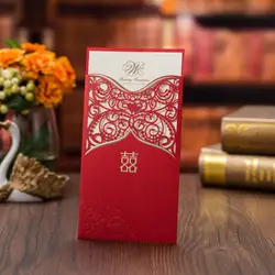 1 шт. образец Красный Лазерная резка, для свадьбы приглашения карты кружева любовь цветок поздравительные открытки конверты, изготовленные