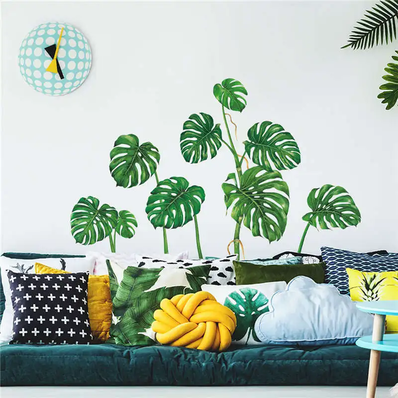 

Cartoon 50x70cm Green Leaves PVC Mobile Creative Wall Affixed With Decorative Wall Window Decoration Living Room Mirror19MAR29
