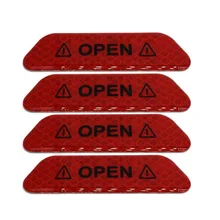 4pcs/set Warning Mark Reflective Tape Universal Exterior Accessories Car Door Stickers OPEN Sign Safety Reflective Strips