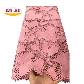 

Nigerian Stones Cord Lace Fabric Milk Silk Water Soluble Dress Lace 2019 High Quality Lace African Guipure Lace Fabric NI1812
