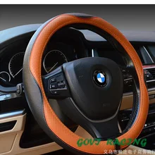 Коричневый кожаный чехол на руль из воловьей кожи для рулевого колеса автомобиля DIY Универсальный чехол volante cuerocar чехлы