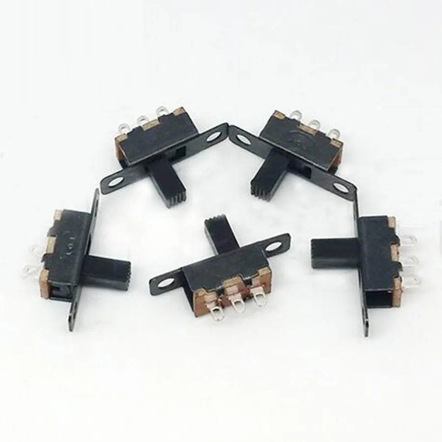 

100pcs On-off slide switch mounting switch mini micro electronic switch 3 pins 2 positions tansverse handle switch