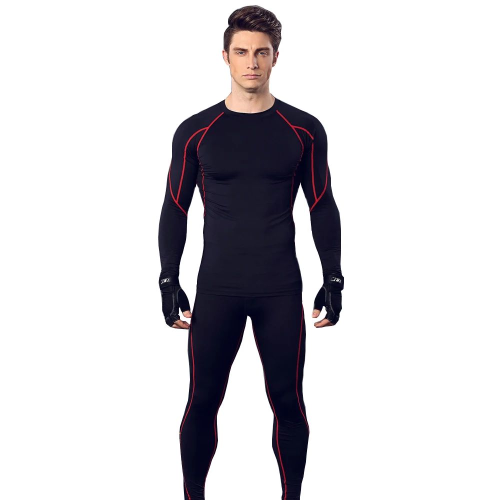 Men Fitness Activewear Sets [top and leggings] Two Parts Long Sleeve