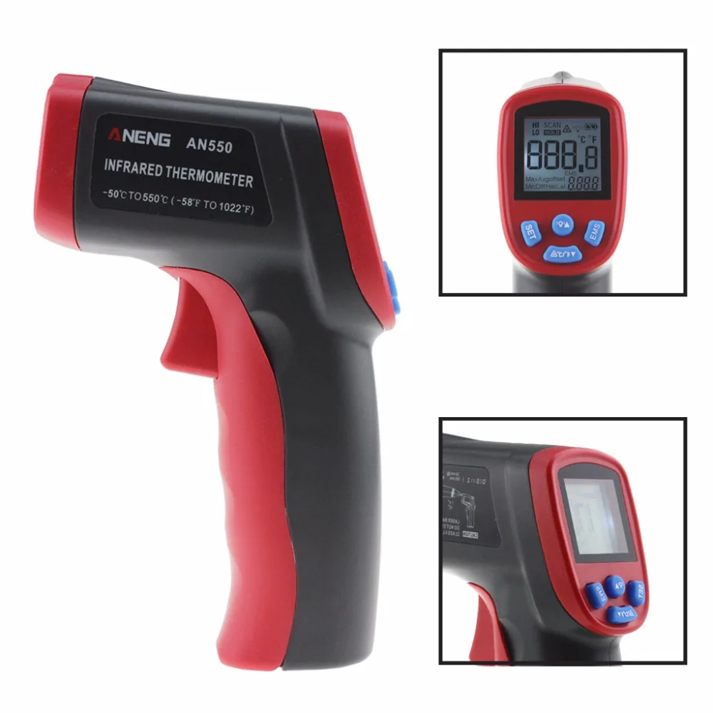 

ANENG AN550 Laser Infrared Thermometer -50~550 Celsius Non-Contact Temperature TestGun