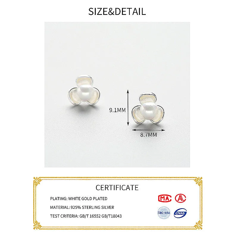 INZATT Exquisite Flower Shape 925 Sterling Silver Stud Earrings High Quality Peal Accessories Japan And South Korea Women Bijoux