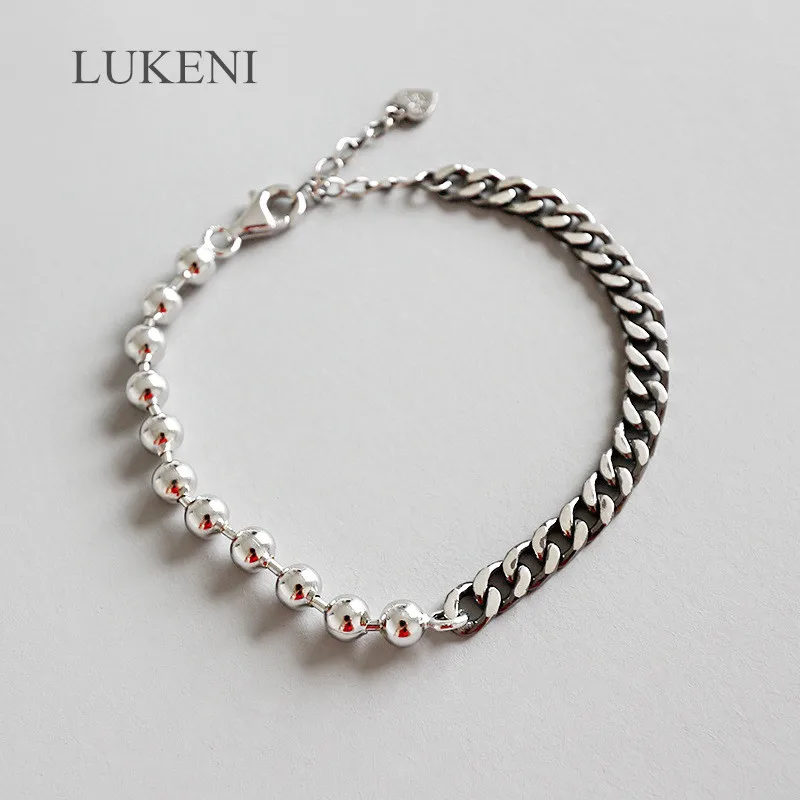 Lukeni Лидер продаж S925 стерлингового серебра личности в британском ретро стиле цепочка, круглые бусины Браслеты для девушки, чтобы подарок ювелирные изделия