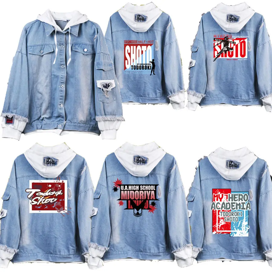 denim half jacket with cap