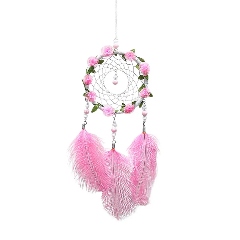 1Pcs Dream Catcher Feather Girl Style Handmade Dreamcatcher with String Light Innovative Bedside Wall Hanging Decor #3d11 (3)