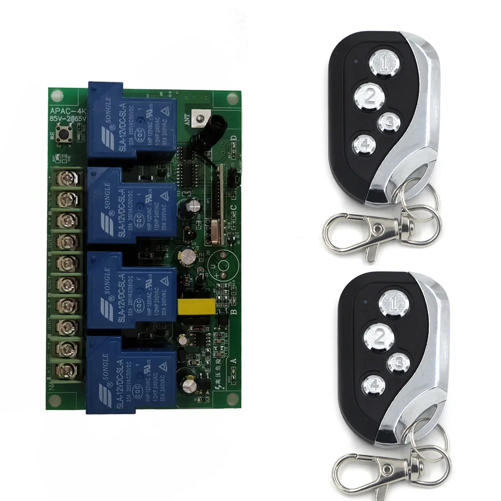 2TX 1RX AC 110 В 220 в 85-265 в 4 CH 4CH беспроводной 30A реле дистанционного управления переключатель дистанционного света переключатель радиоволновой приемопередатчик 315/433 МГц - Цвет: 2TX 1RX