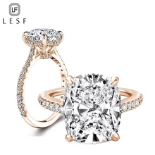 LESF Luxury 925 Sterling Silver 4ct Cushion Cut Ring 4 Prong Zirconia Engagement Jewelry For Women Big Stone CZ Wedding Rings LESF Luxury 925 Sterling Silver 4ct Cushion Cut Ring 4 Prong Zirconia Engagement Jewelry For Women Big Stone CZ Wedding Rings