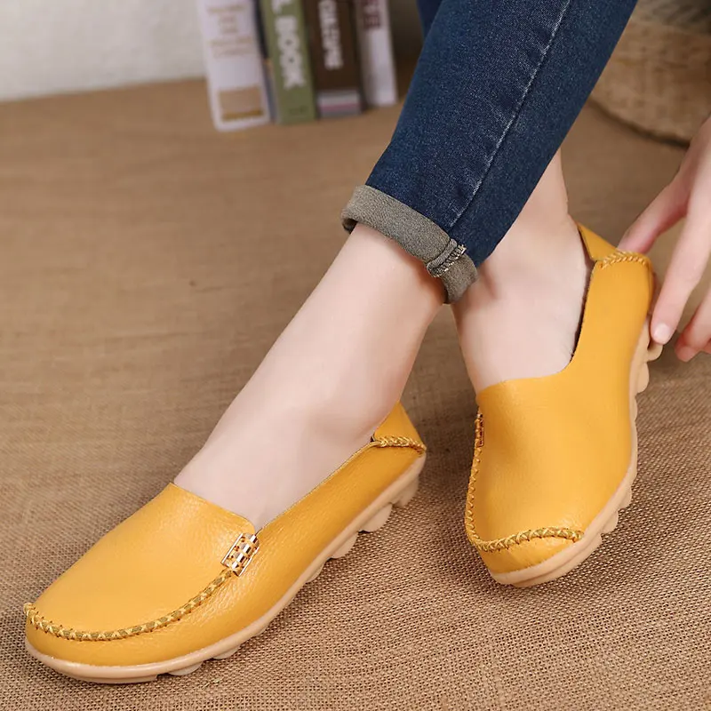 

MWY Women Flats Shoes Moccasins Girls Loafers Soft Genuine Leather Ladies Fashion Casual Shoe Flats Driving Women Footwear Shoes
