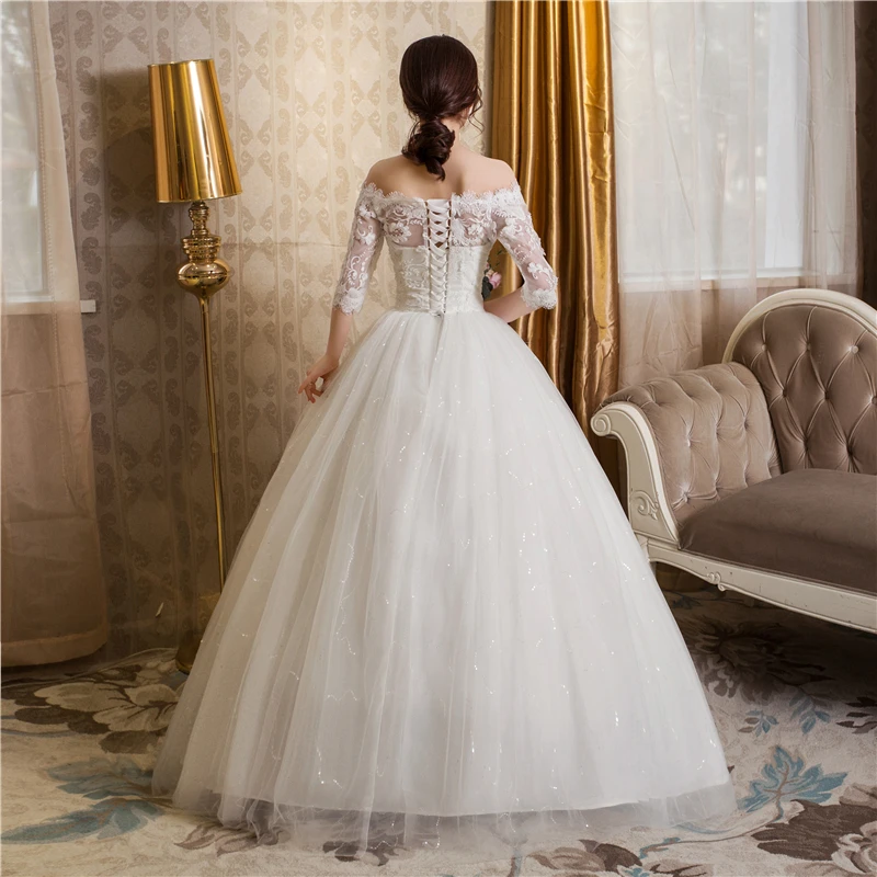 Это Yiiya, кружевное свадебное платье трапециевидной формы с вырезом лодочкой и короткими рукавами длиной до пола, белое простое дешевое свадебное платье Vestidos De Novia HS248