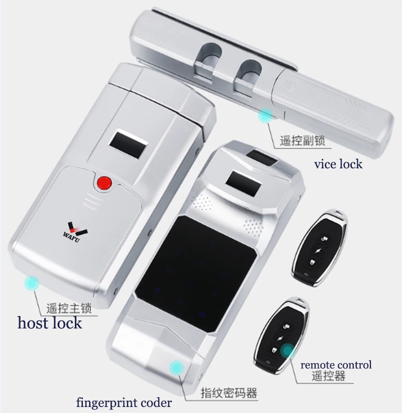 

WAFU Keyless Entry Electronic Remote Indoor Touched Fingerprint Smart Door Lock Wireless 433mHZ Invisible Intelligent Lock Coder
