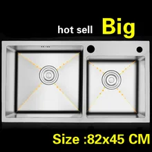 Квартира vogue большой Кухня ручная раковина двойной паз Стандартный прочный 304 нержавеющая сталь Лидер продаж 820x450 мм