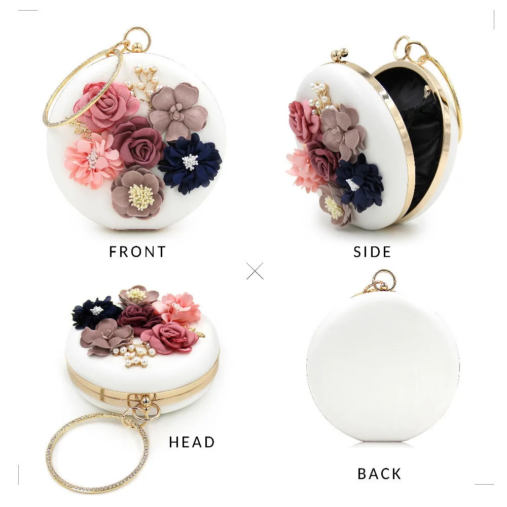 Milisente Evening Purse for Women Round Crystal Evening Bags Ladies Handbag Flower Wedding Purse Shoulder Bag Milisente Evening Purse for Women Round Crystal Evening Bags Ladies Handbag Flower Wedding Purse Shoulder Bag
