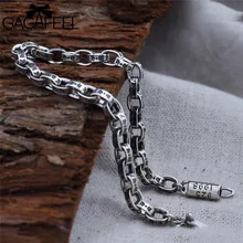 Gagafeel tailandés pulseras y brazaletes de plata auténtica plata de ley 925 para hombre pulseras de joyería para hombre macho 5/6mm ancho de la cadena
