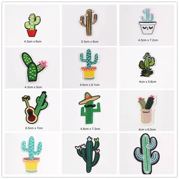 

Cactus Cartoon Patches Cap Shoe Iron On Embroidered Appliques DIY Apparel Accessories Patch For Clothing Fabric Badges BU148