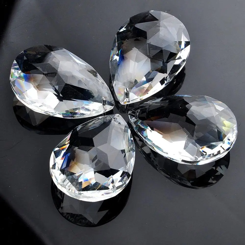 H&D 10pcs 50mm Clear Crystal Faceted Chandelier Prisms Drop Pendants Lamp Candle Holders Parts cut face water drop shape crystal pendant
