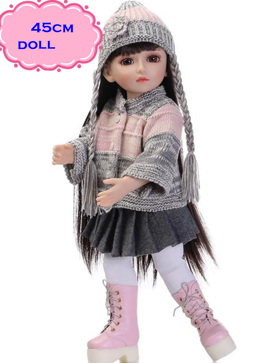 New Fashion Style NPK Reborny SD/BJD Doll Toys With Full Silicone Vinyl Doll Body In Winter Clothes About 18inch Dolls For Girls full-silicone-baby : image New Fashion Style NPK Reborny SD/BJD Doll Toys With Full Silicone Vinyl Doll Body In Winter Clothes About 18inch Dolls For Girls full-silicone-baby