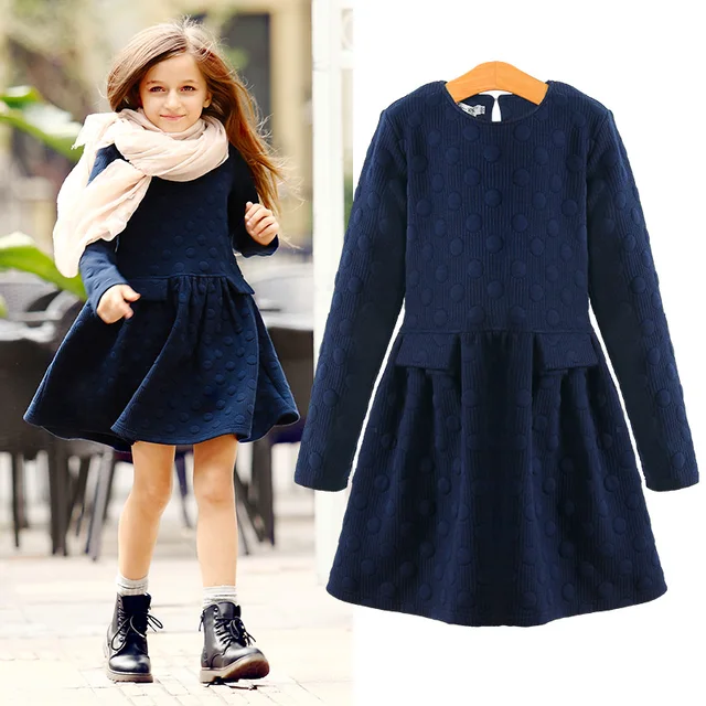 Girls Winter Dresses Elegant Thicken Kids Dresses for Girls Warm Cotton
