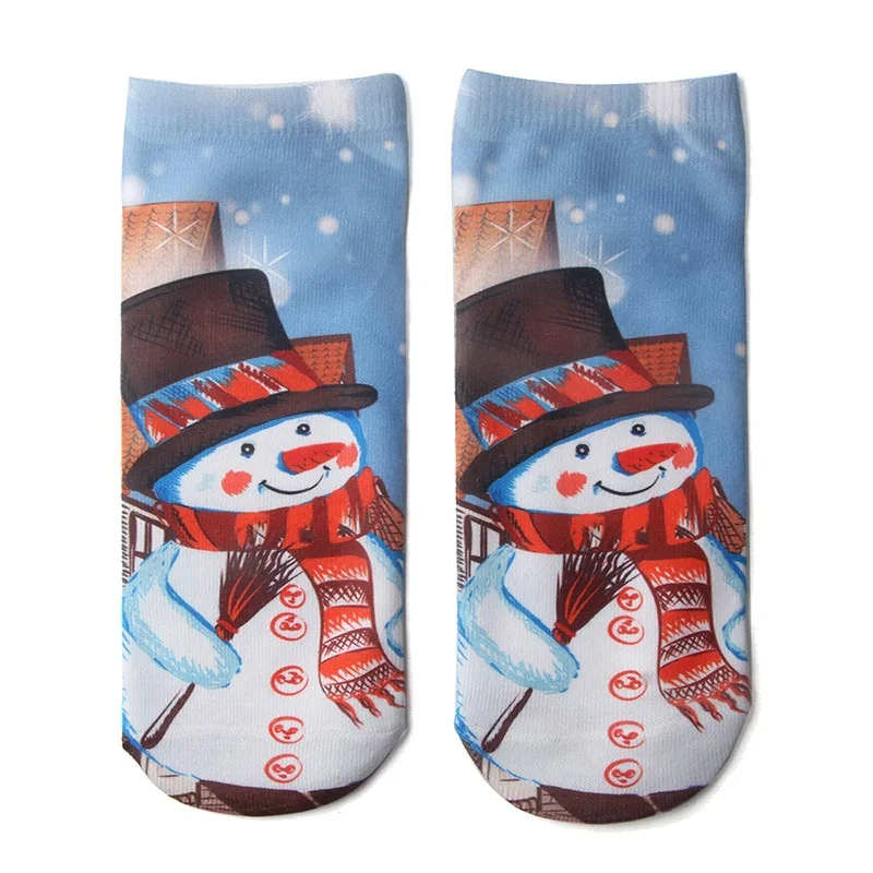 Уличные женские 3D рождественские носки унисекс с рисунком лося носки со снеговиком женские короткие рождественские Лыжные носки - Цвет: C