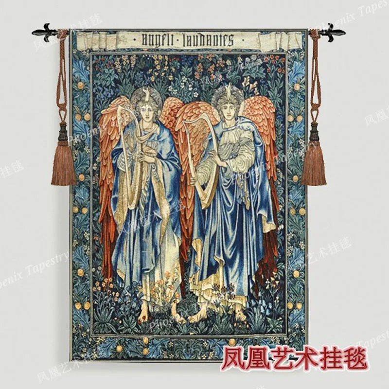 

WilliamMorris Angel play the zither wall hanging tapestry Cotton 120*85cm deco Tapiz Tapisserie Arazzo medievale H113