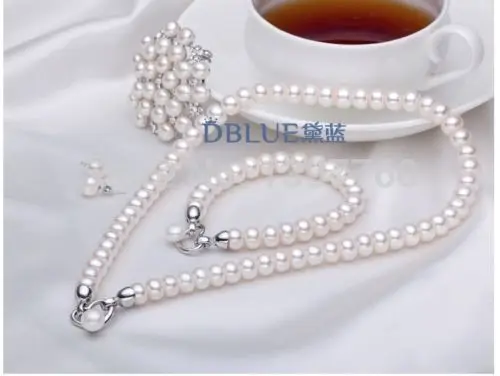 

Miss charm Jew.146 Natural Freshwater Pearl Set Necklace Bracelet Brooch Earrings Wedding o Parties (A0423)