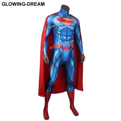 Светящийся мечта новейший Супермен косплей костюм на Хэллоуин 3D принт Супермен костюм для мужчин стальной костюм - Цвет: suit cape
