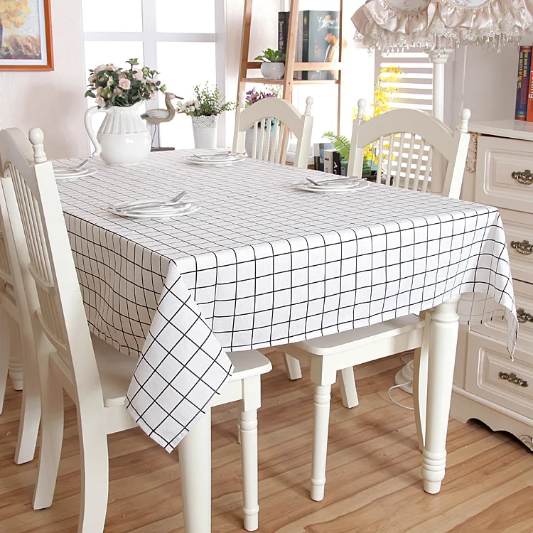 

Linen Cotton White Pink Plaid Tablecloth Dining Kitchen Table Cover Rectangular Oilproof Table Cloth Home Kitchen Decoration