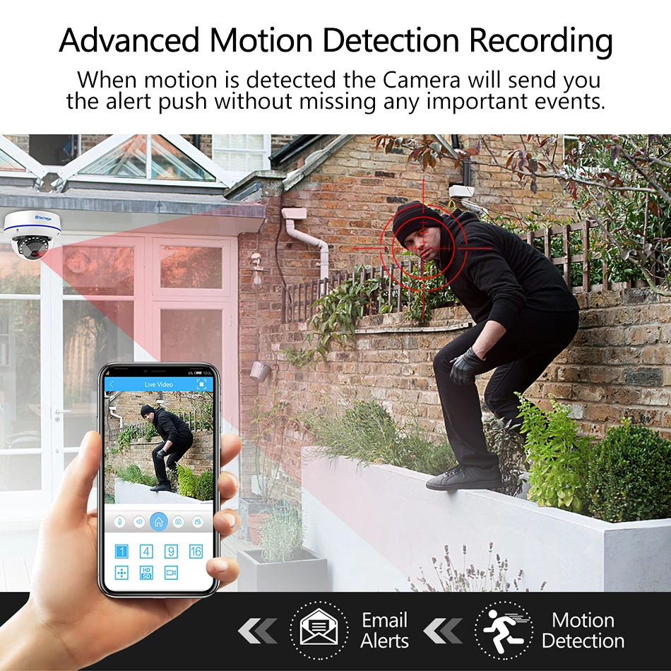  Techage H.265 CCTV Security System 4CH 1080P POE NVR Kit Outdoor Indoor Dome Audio Record IP Camera - 32988186738