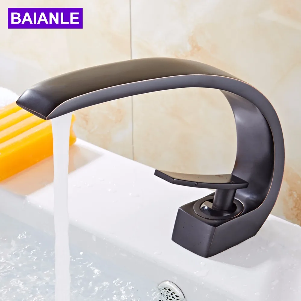 Creative Design Black Basin Faucet Oil rubbed Bronze Classic Hot and Cold water  Bathroom Sink Mixer Tap 