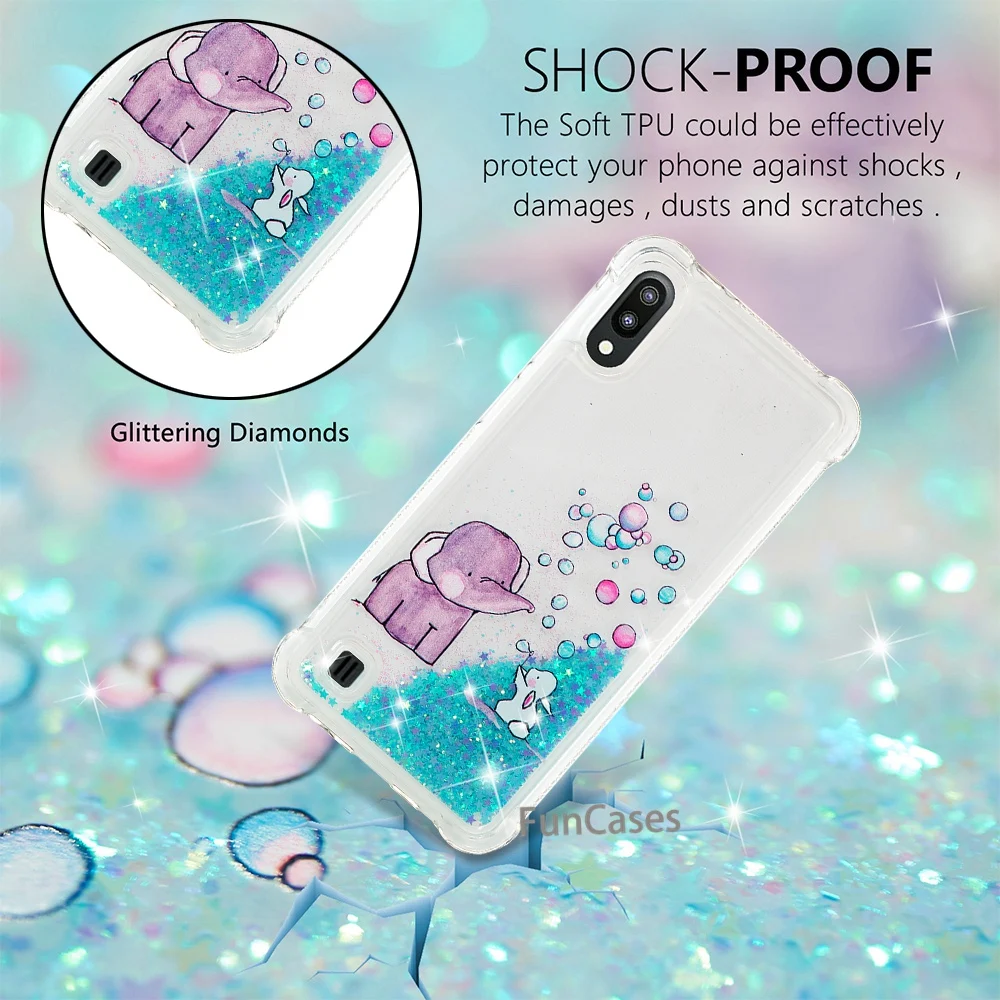 M10 A10 чехол для samsung Galaxy Funda Блестящий жидкий зыбучий песок etui | Мобильные телефоны