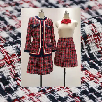 

2 colors thick tweed fabric, yarn dyed braided tweed fabric for women's coat,winter fabric tissu au meter for women dress sewing