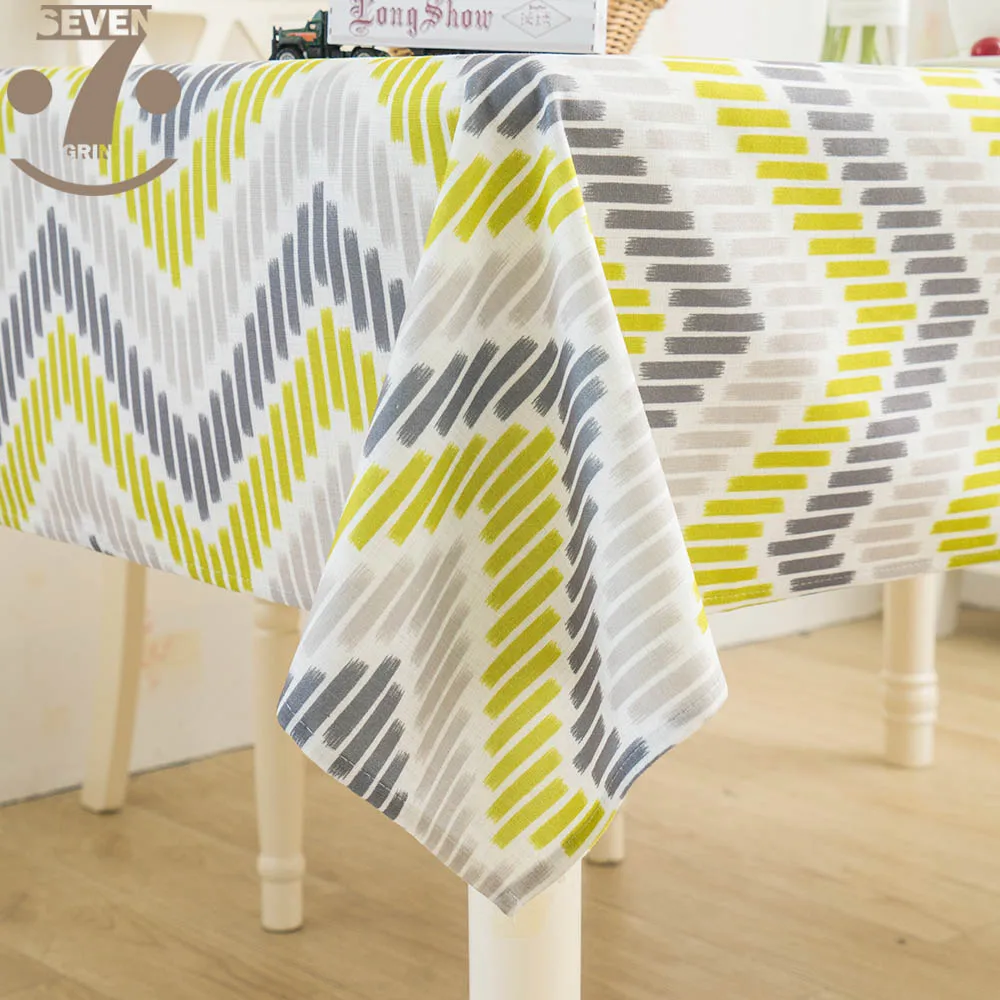 

Free Shipping Cute Skin-friendly Thick Slubbed Microfiber Cloth Light green Waves Square Rectangle Anti-skid Table Cover