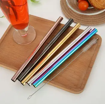 

100pcs Food Grade 304 Stainless Steel Straight Drinking Straws Reusable Metal Smoothie Straws 12mmx215mm