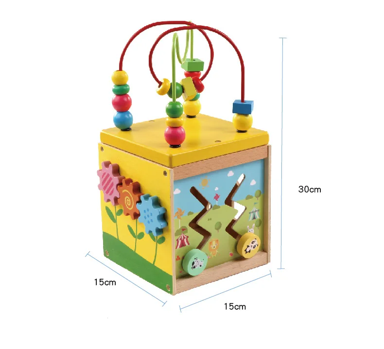 Монтессори, деревянные развивающие игрушки для дошкольников, подвижный куб, игрушки для малышей, деревянный лабиринт из бисера для малышей, Oyuncak Brinquedo Para Bebe